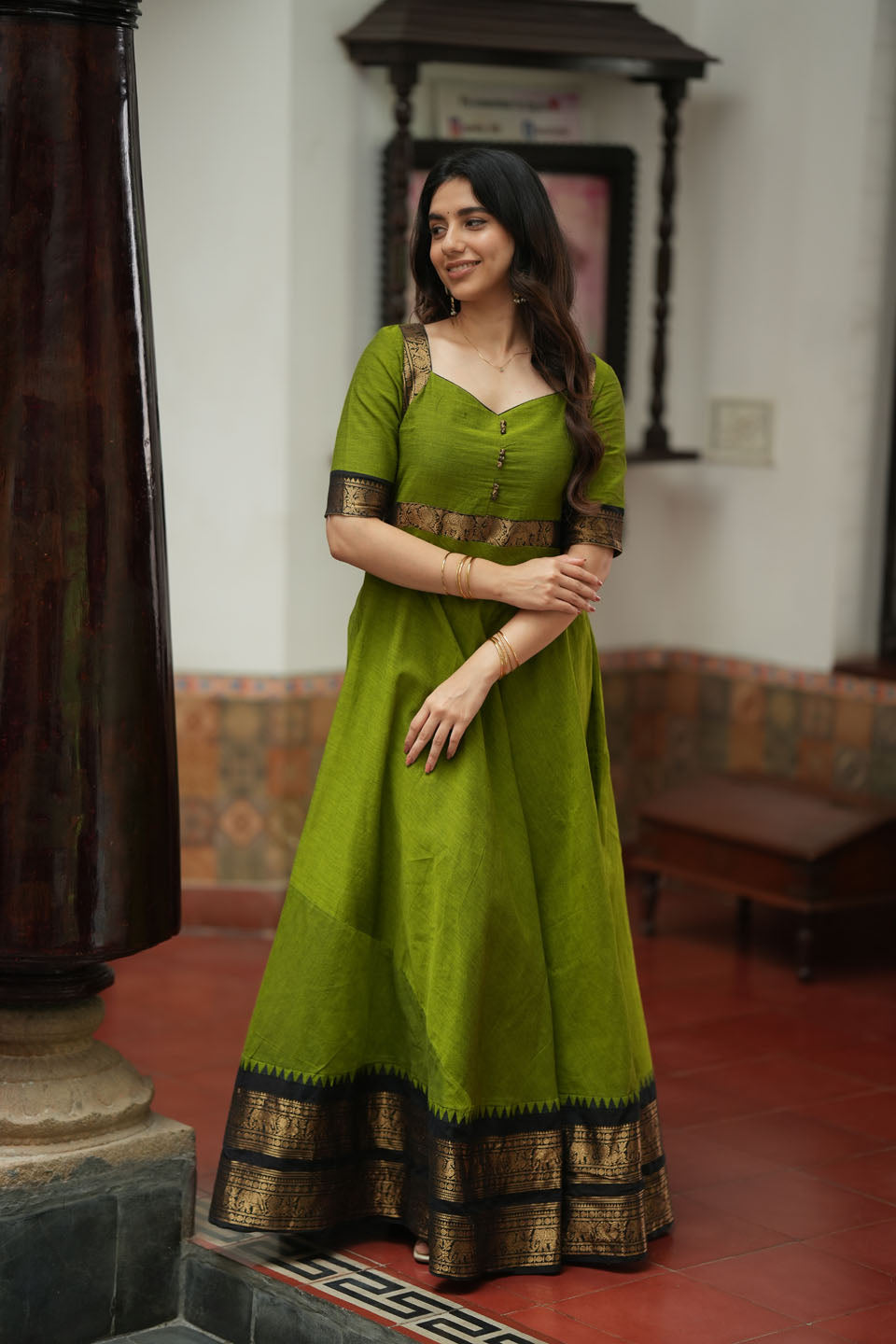 Suhasini Green Maxi Dress | Made to Order | SHOBITAM