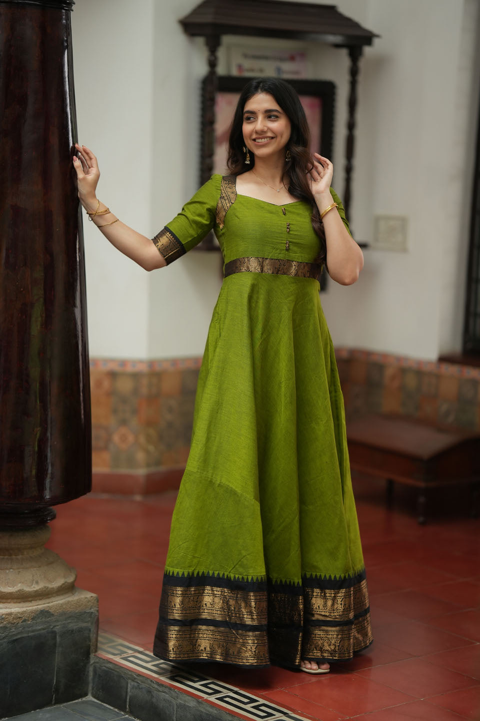 Suhasini Green Maxi Dress | Made to Order | SHOBITAM
