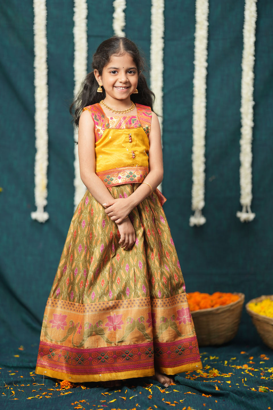 Cynthia Mustard Yellow Lehenga Mini | SHOBITAM