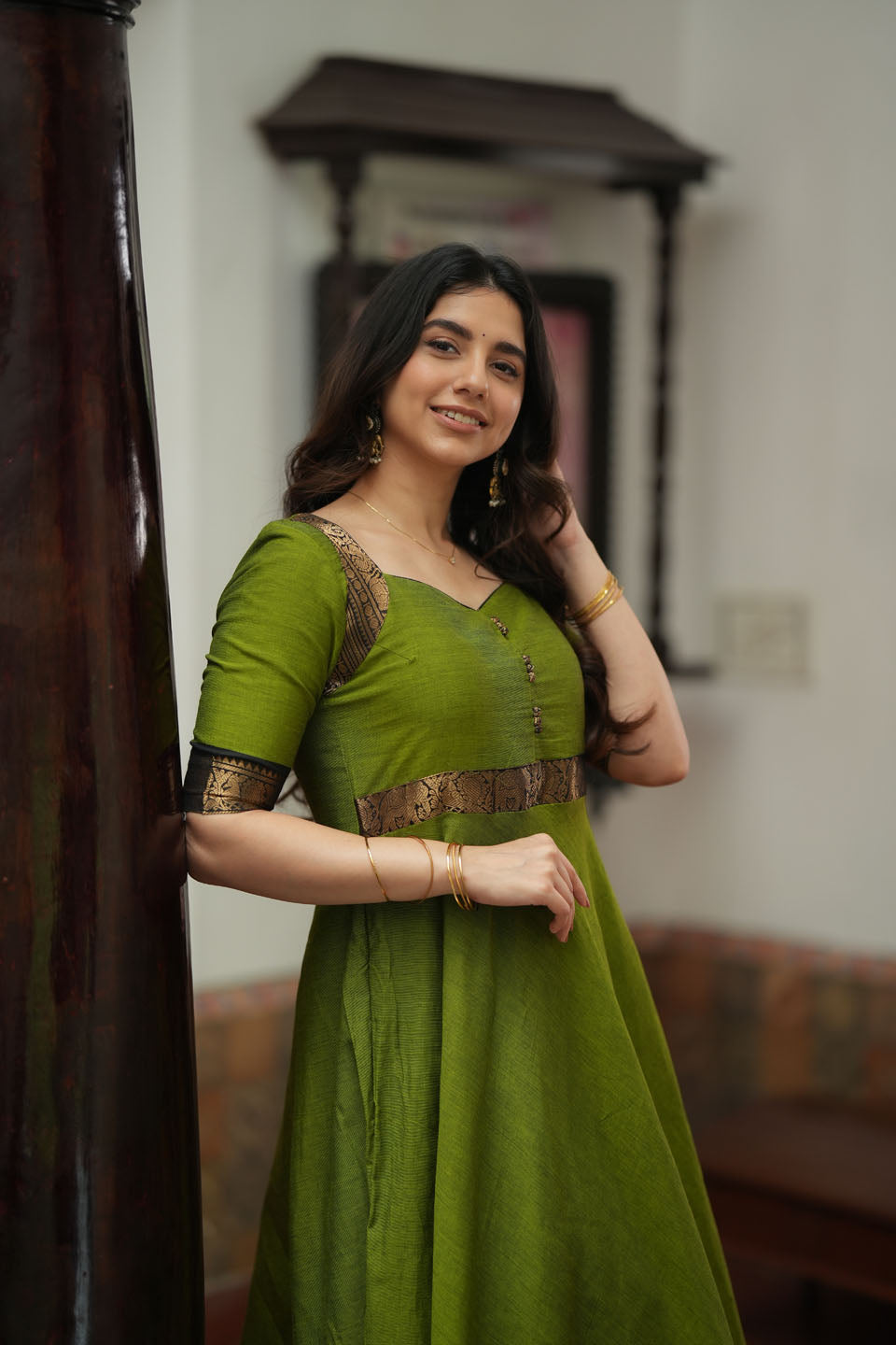 Suhasini Green Maxi Dress | Made to Order | SHOBITAM