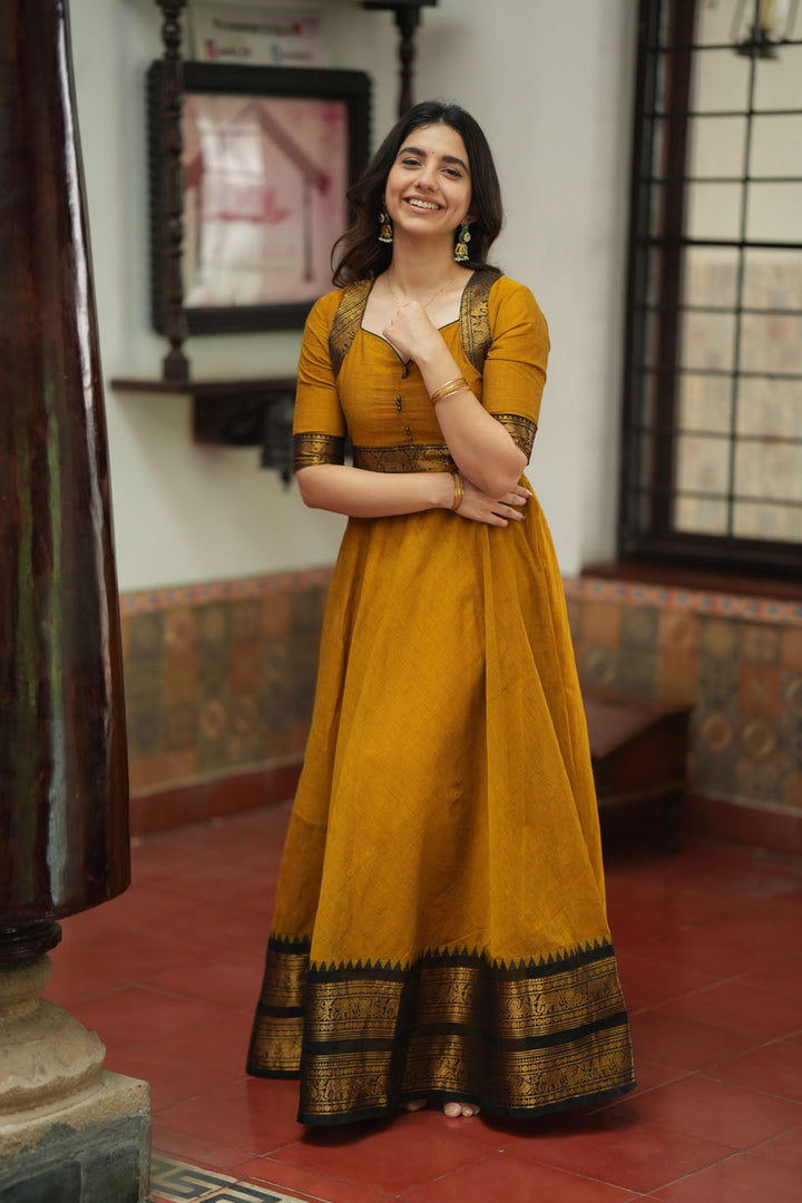 Suhasini Mustard Maxi Dress | Made to Order | SHOBITAM