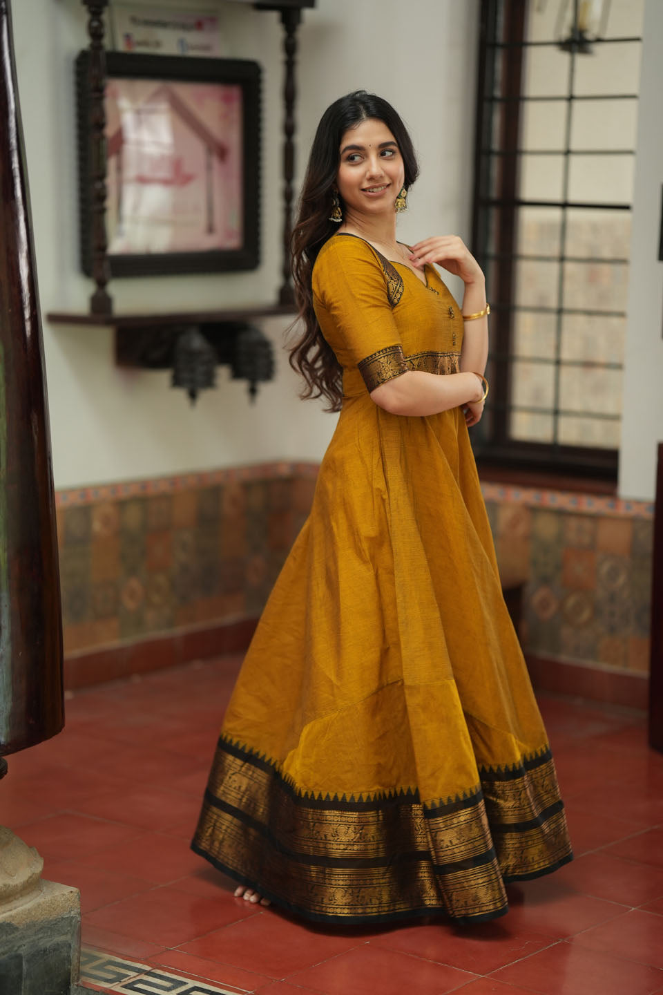 Suhasini Mustard Maxi Dress | Made to Order | SHOBITAM
