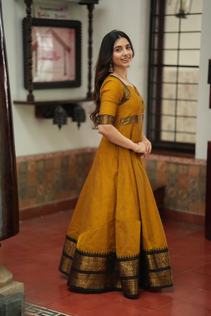 Suhasini Mustard Maxi Dress | Made to Order | SHOBITAM