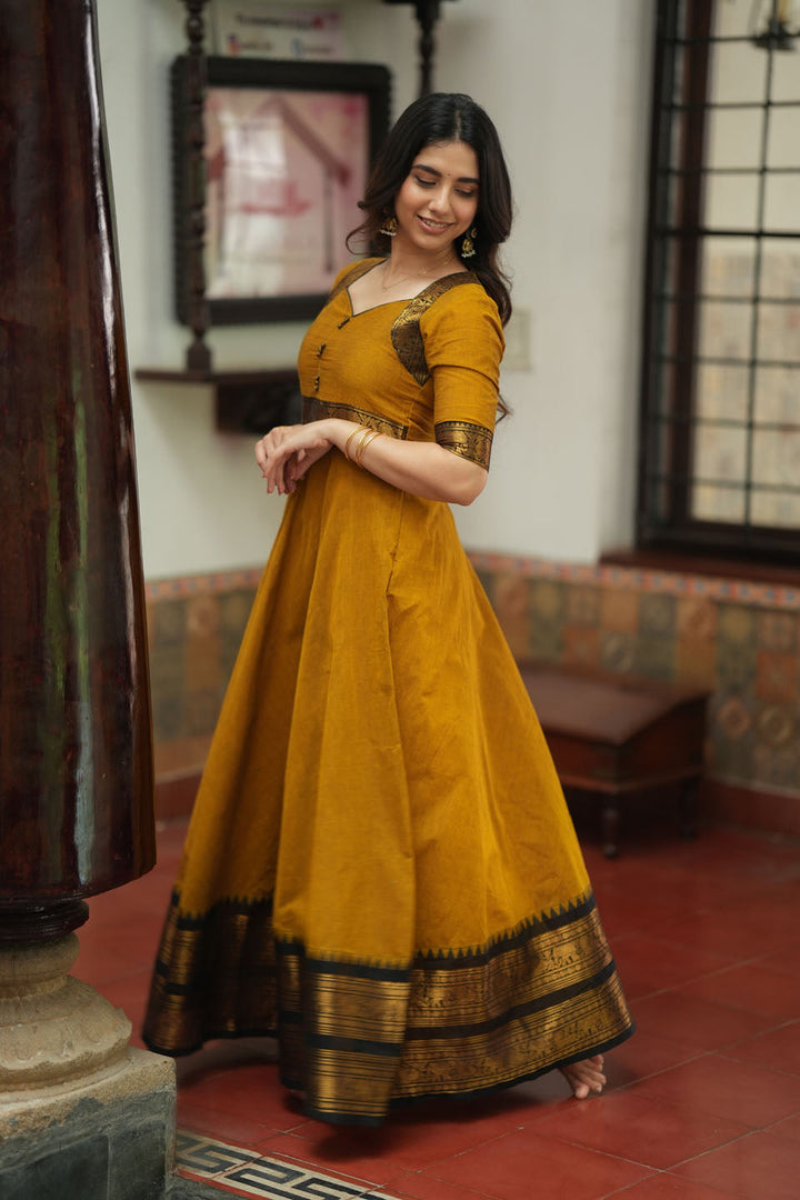 Suhasini Mustard Maxi Dress | Made to Order | SHOBITAM