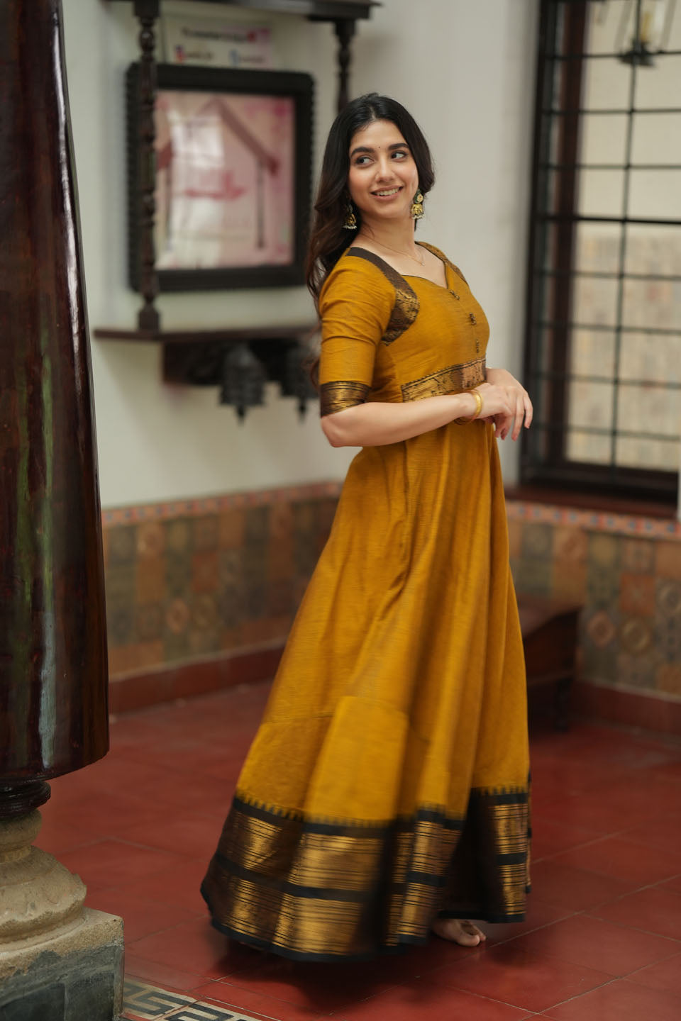 Suhasini Mustard Maxi Dress | Made to Order | SHOBITAM