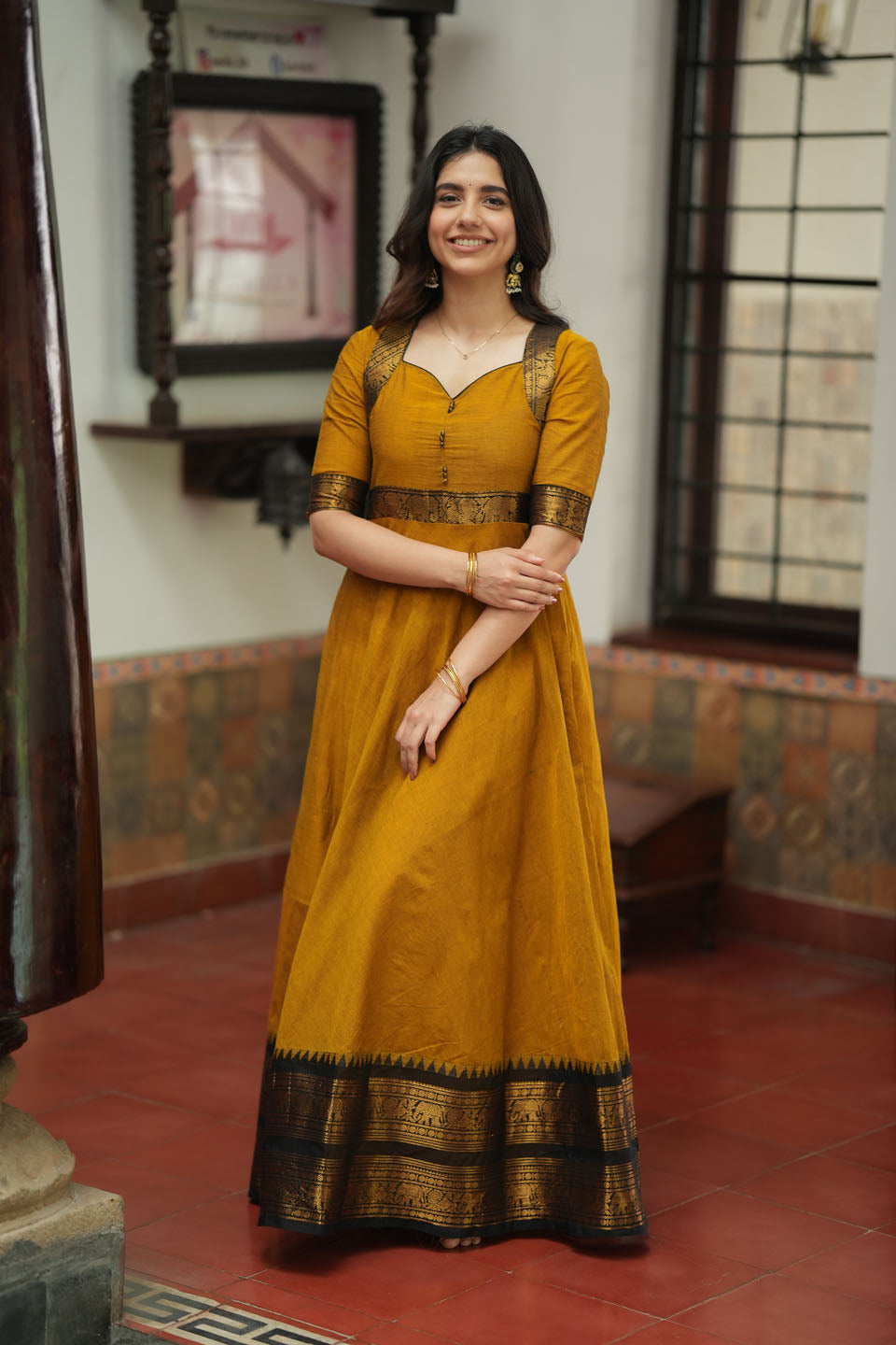 Suhasini Mustard Maxi Dress | Made to Order | SHOBITAM
