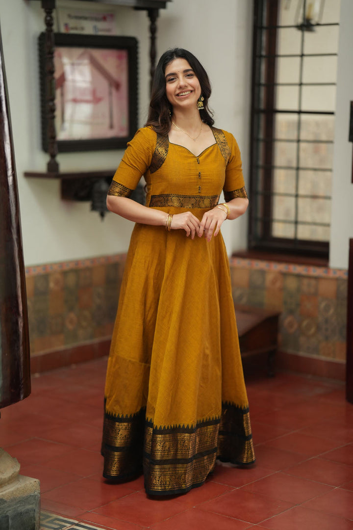 Suhasini Mustard Maxi Dress | Made to Order | SHOBITAM