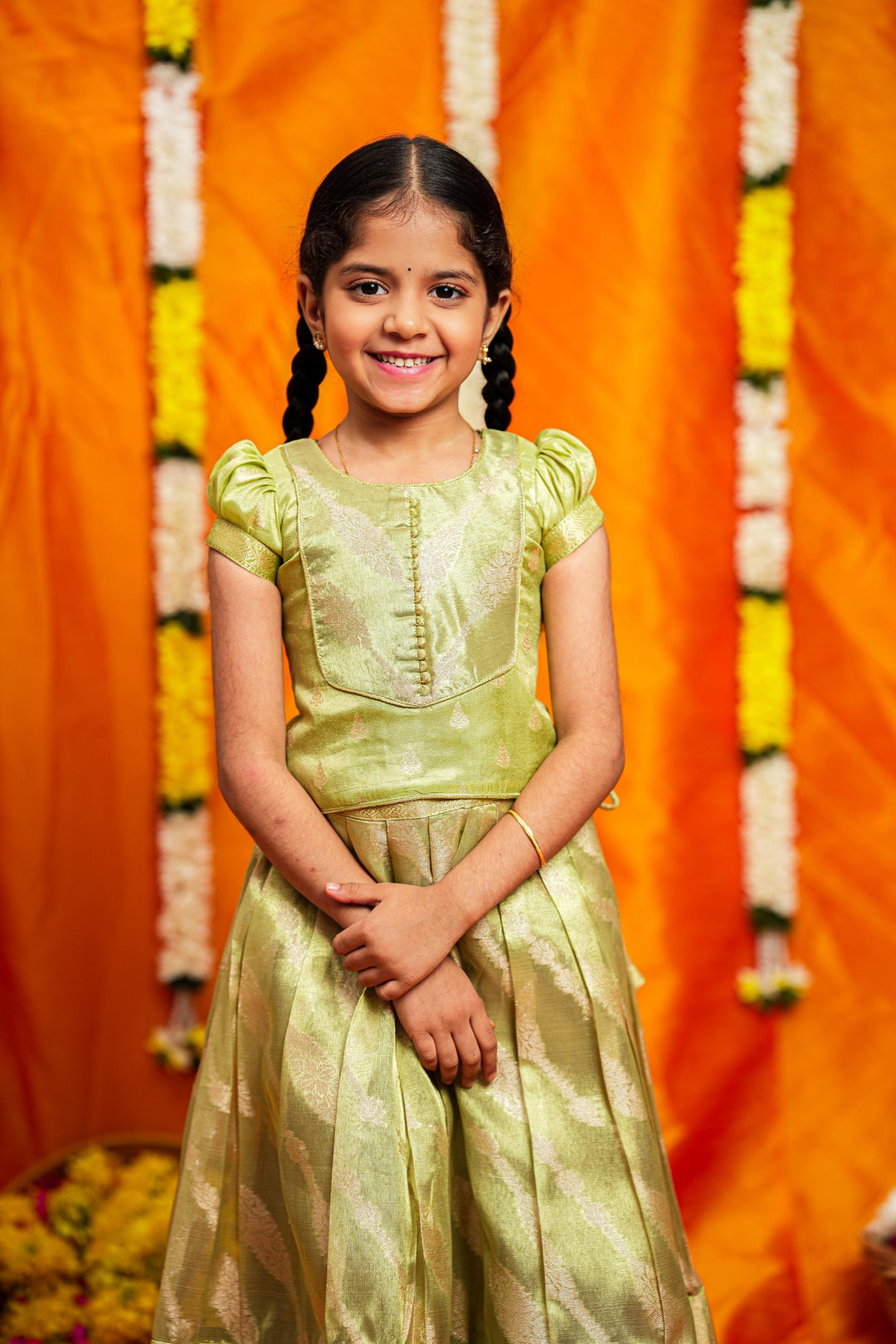 Aalaya Green organza lehenga mini | Made To Order