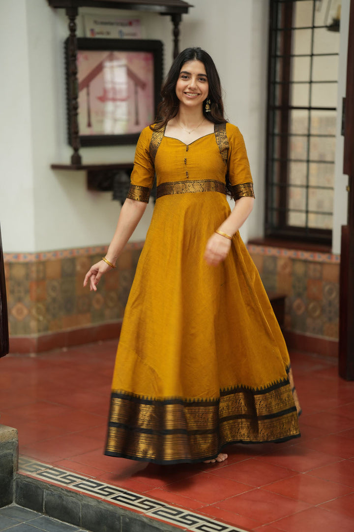 Suhasini Mustard Maxi Dress | Made to Order | SHOBITAM