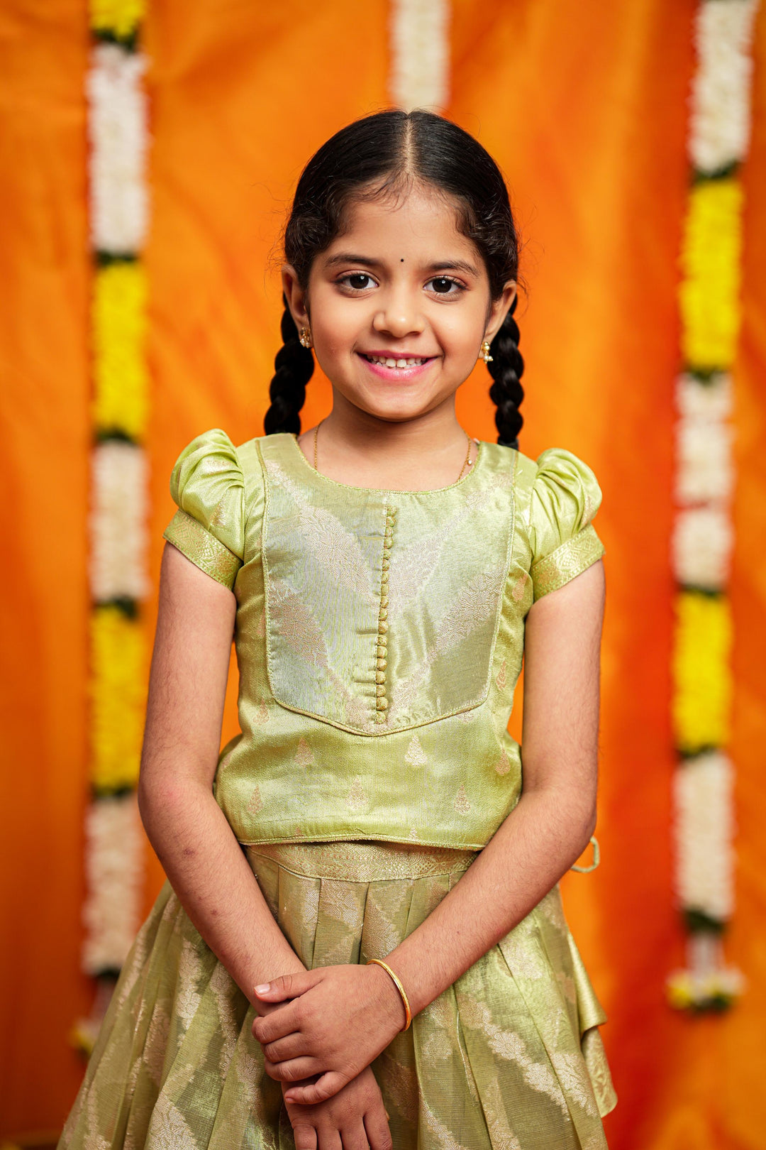 Aalaya Green organza lehenga mini | Made To Order