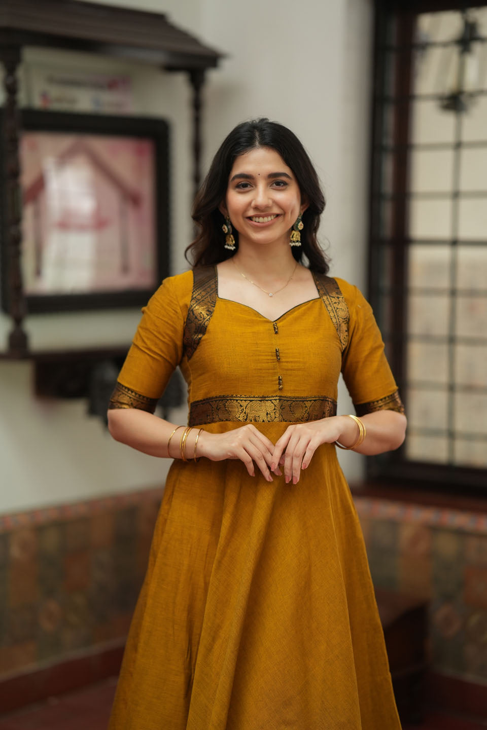 Suhasini Mustard Maxi Dress | Made to Order | SHOBITAM