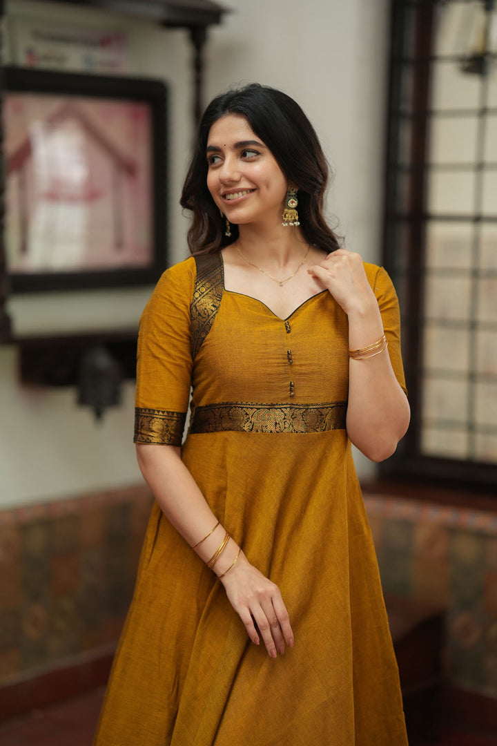 Suhasini Mustard Maxi Dress | Made to Order | SHOBITAM
