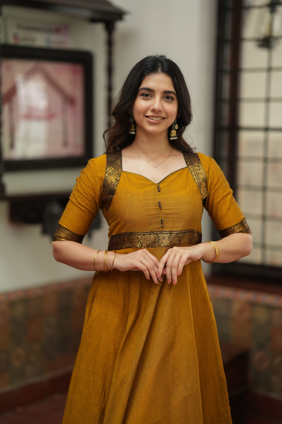 Suhasini Mustard Maxi Dress | Made to Order | SHOBITAM