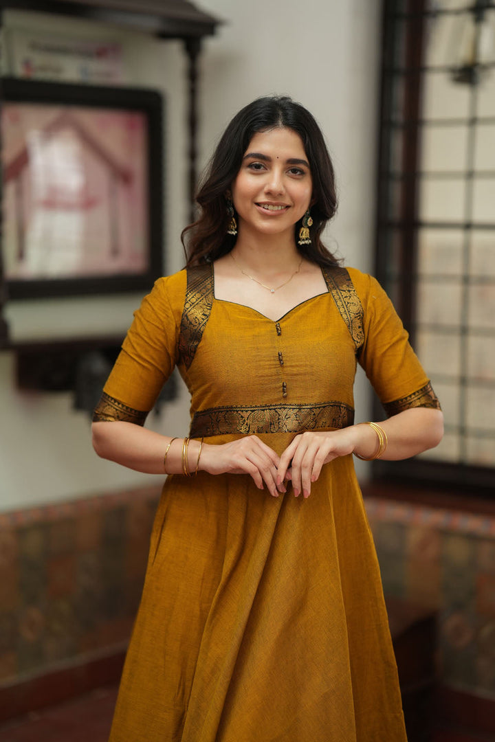Suhasini Mustard Maxi Dress | Made to Order | SHOBITAM