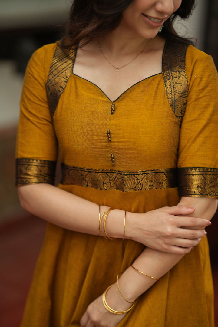 Suhasini Mustard Maxi Dress | Made to Order | SHOBITAM