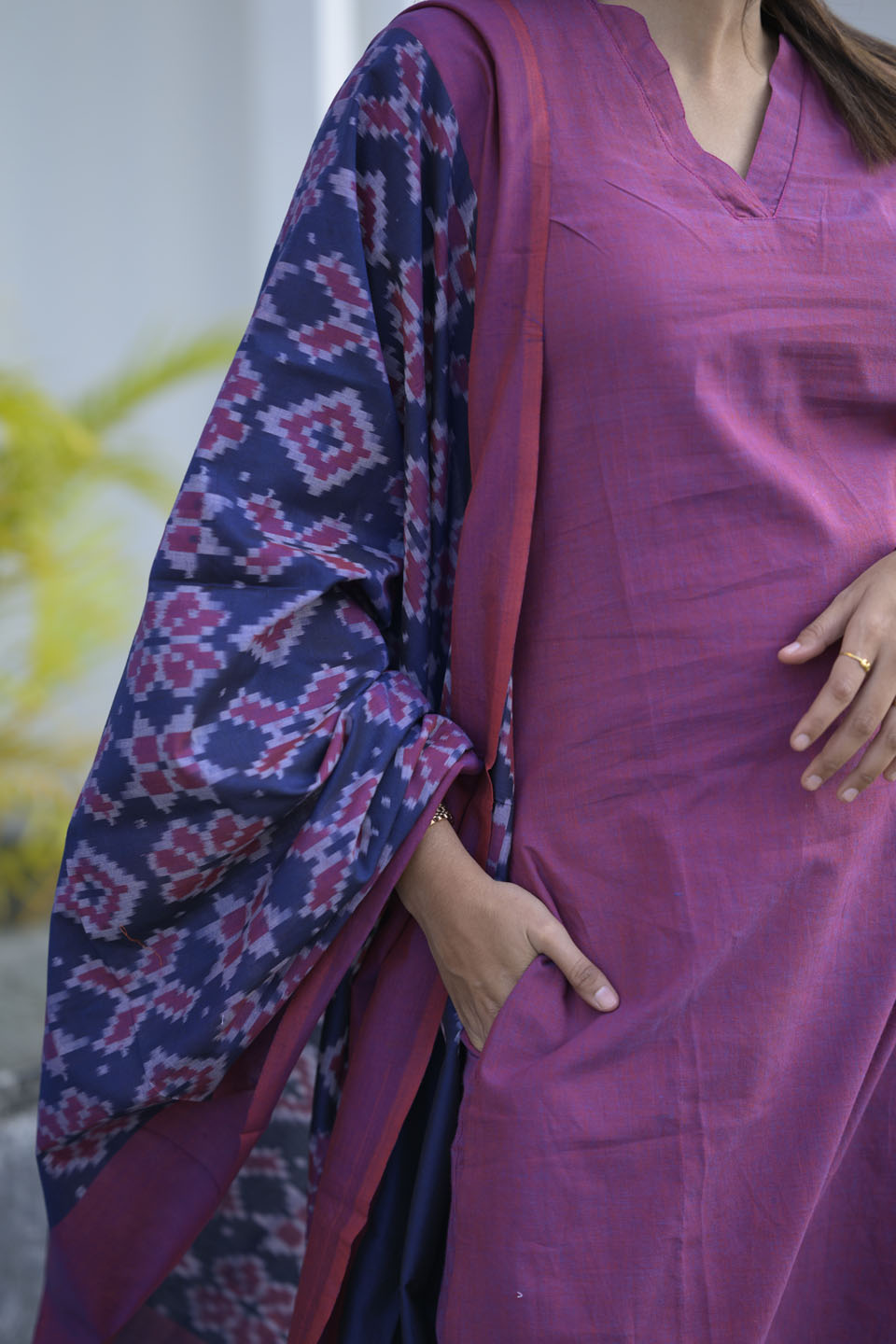 Plum 3 Piece Cotton Kurti Set | Made To Order