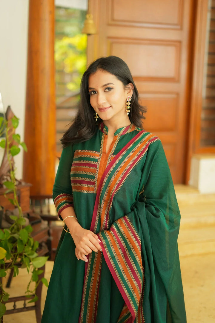 Vanika Green Handloom Kurta Set Without Dupatta| Made To Order