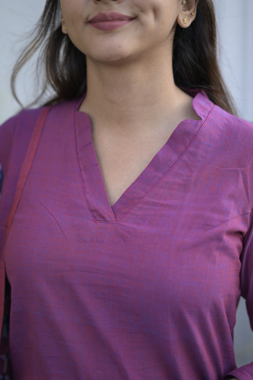Plum 3 Piece Cotton Kurti Set | Made To Order
