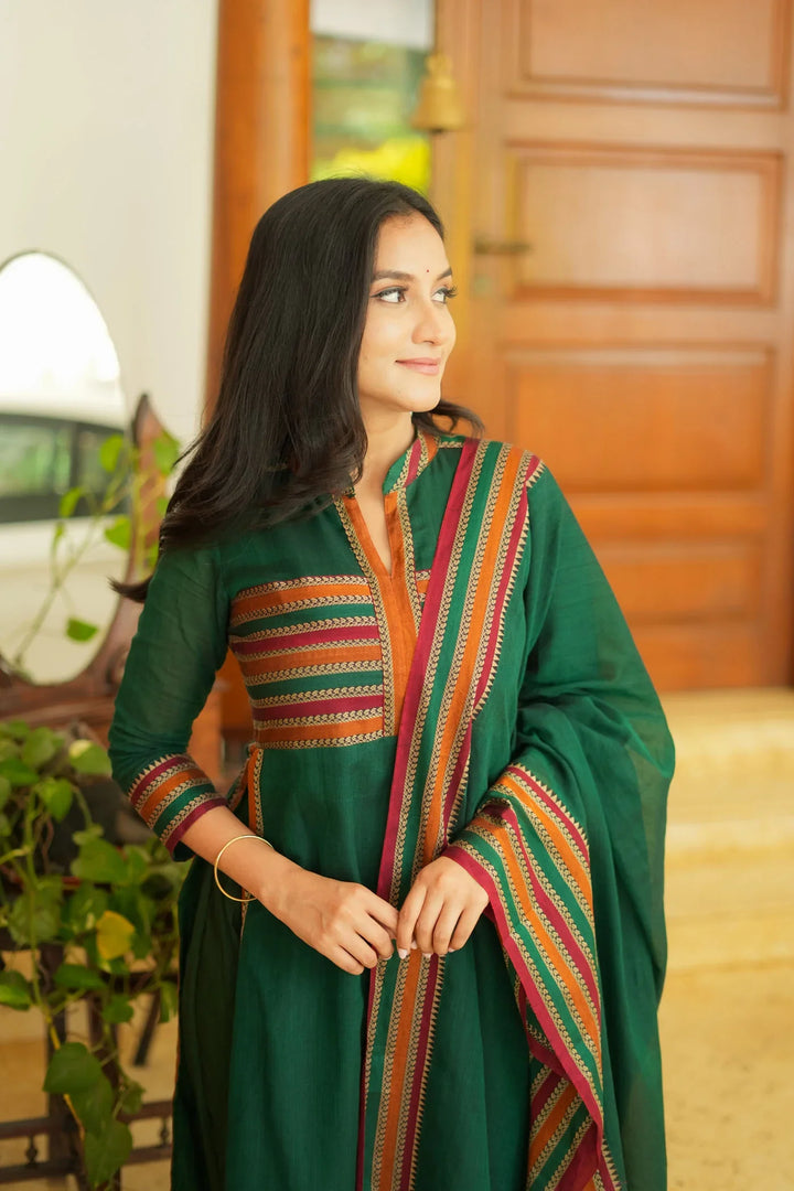 Vanika Green Handloom Kurta Set Without Dupatta| Made To Order