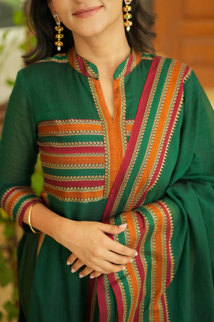 Vanika Green Handloom Kurta Set Without Dupatta| Made To Order