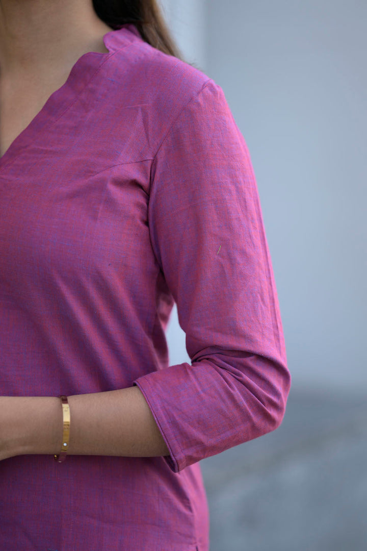 Plum 3 Piece Cotton Kurti Set | Made To Order