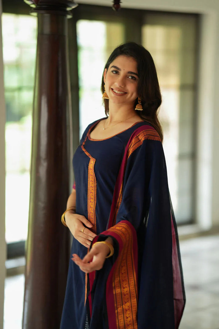 Jayanti Blue Kurti Set (Set of 3) | Made To Order