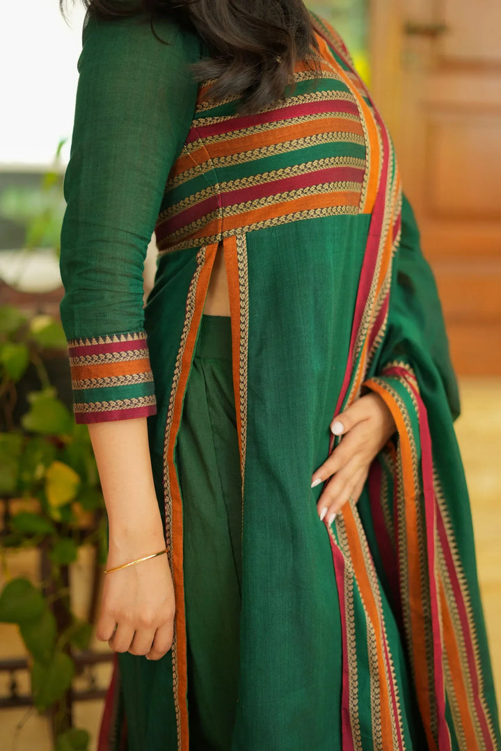 Vanika Green Handloom Kurta Set Without Dupatta| Made To Order