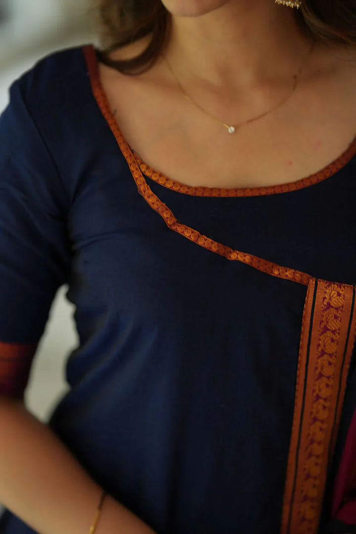 Jayanti Blue Kurti Set (Set of 3) | Made To Order