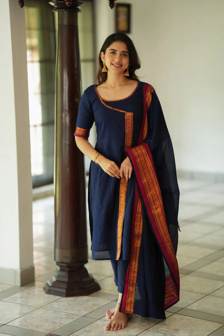 Jayanti Blue Kurti Set (Set of 3) | Made To Order