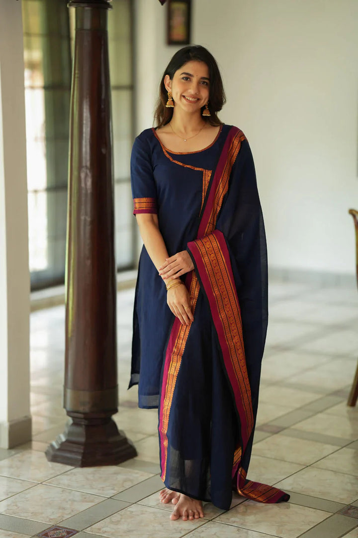 Jayanti Blue Kurti Set (Set of 3) | Made To Order