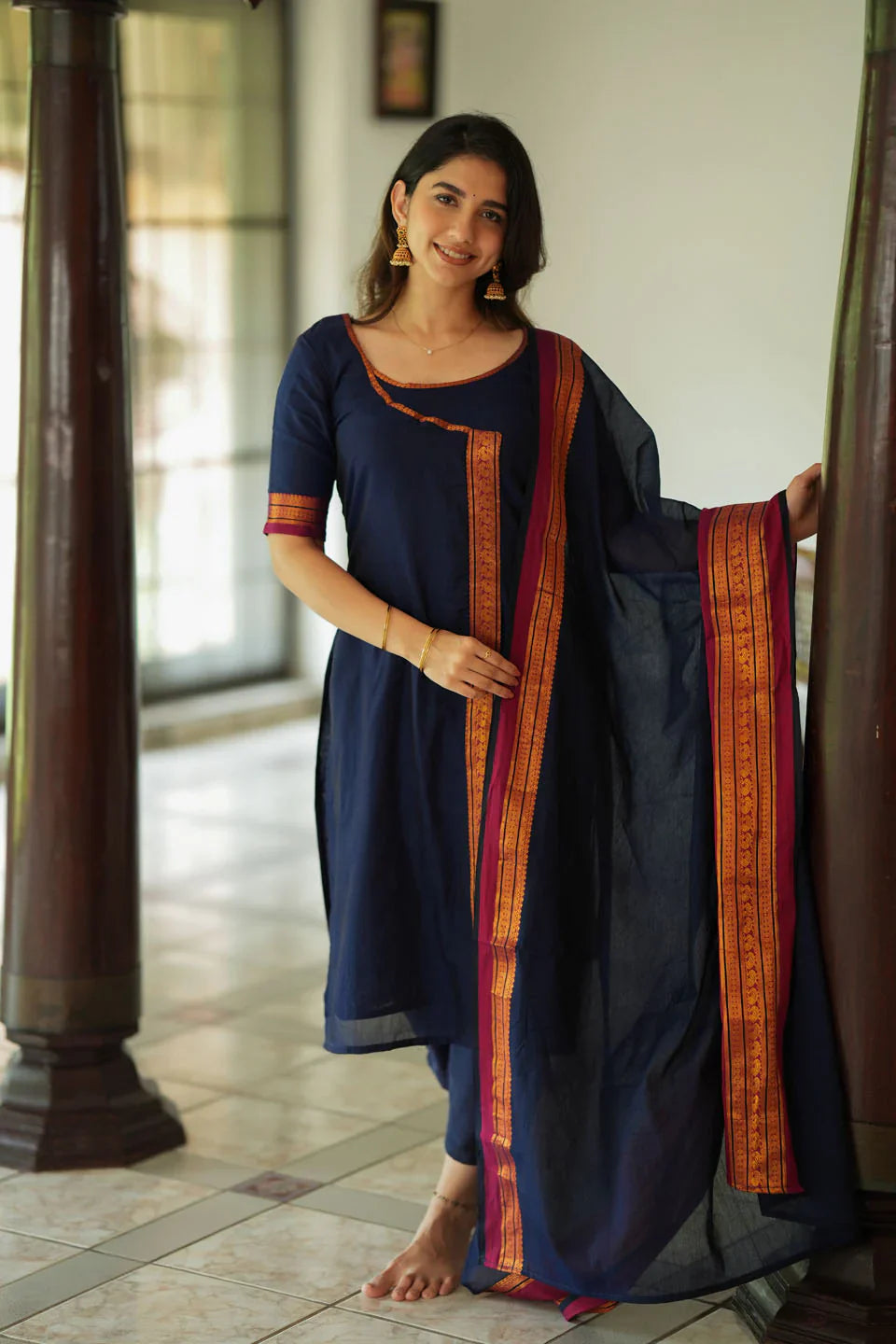 Jayanti Blue Kurti Set (Set of 3) | Made To Order