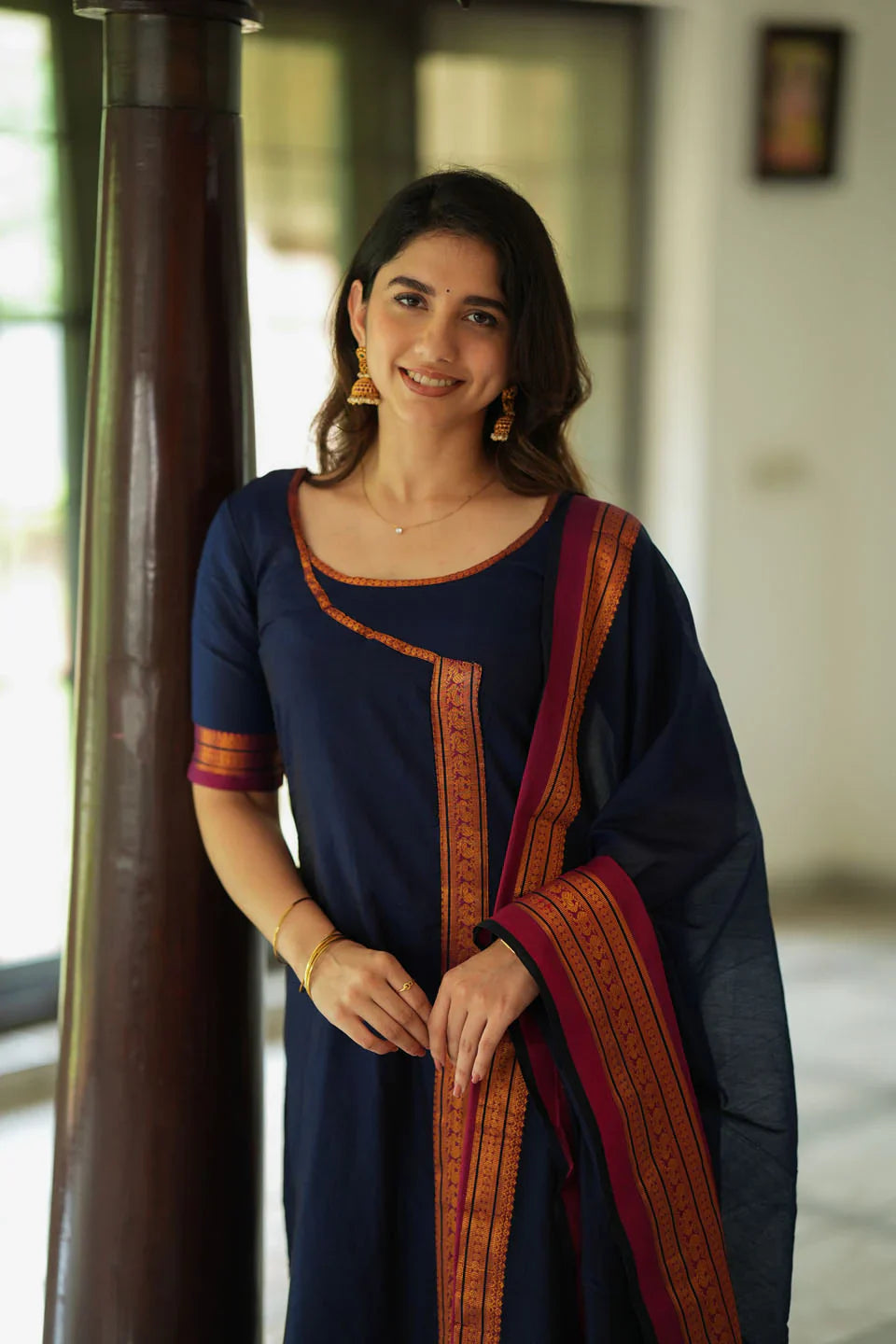 Jayanti Blue Kurti Set (Set of 3) | Made To Order