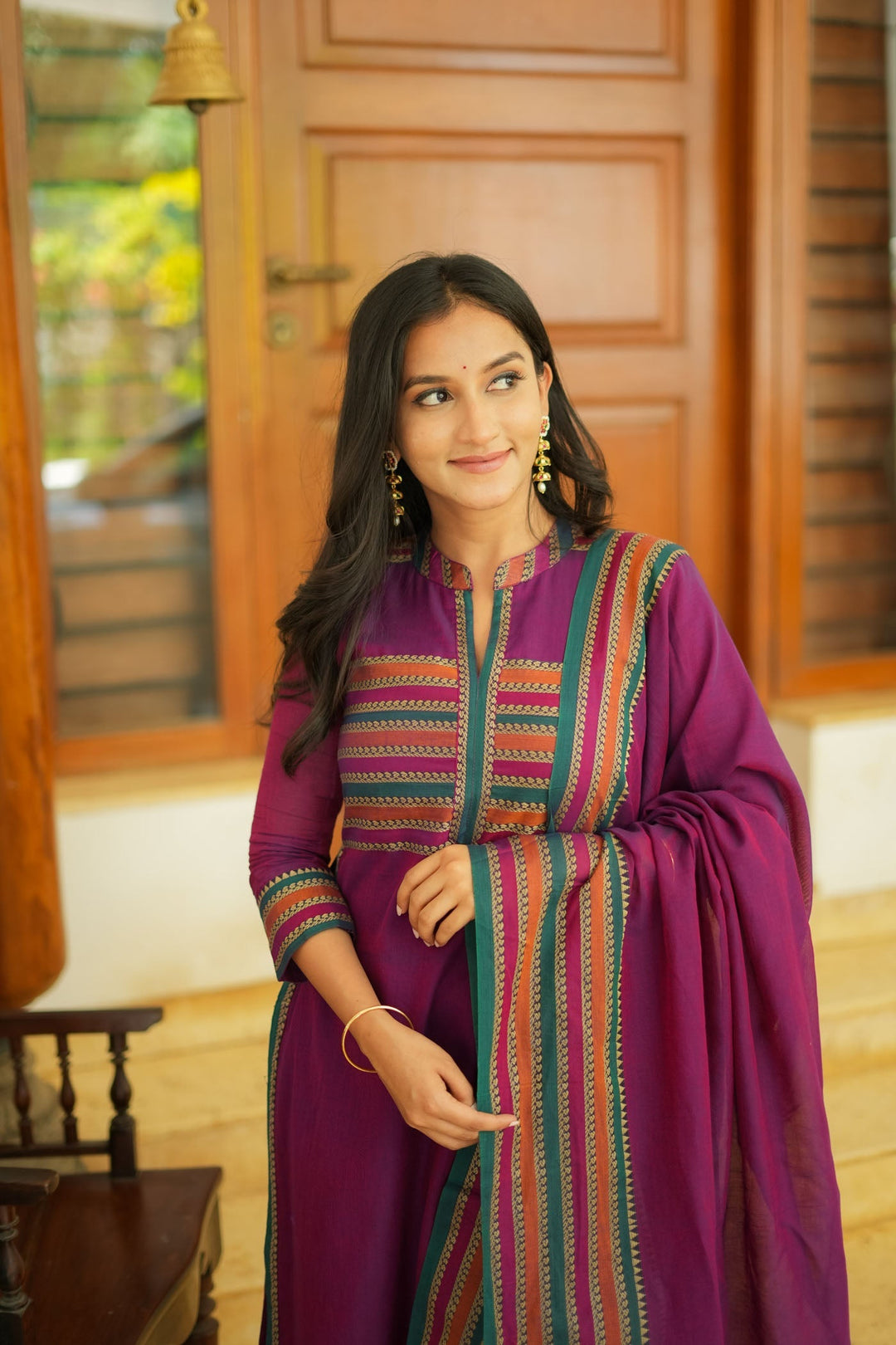Vanika Magenta Handloom Kurta Set | Made to Order | SHOBITAM