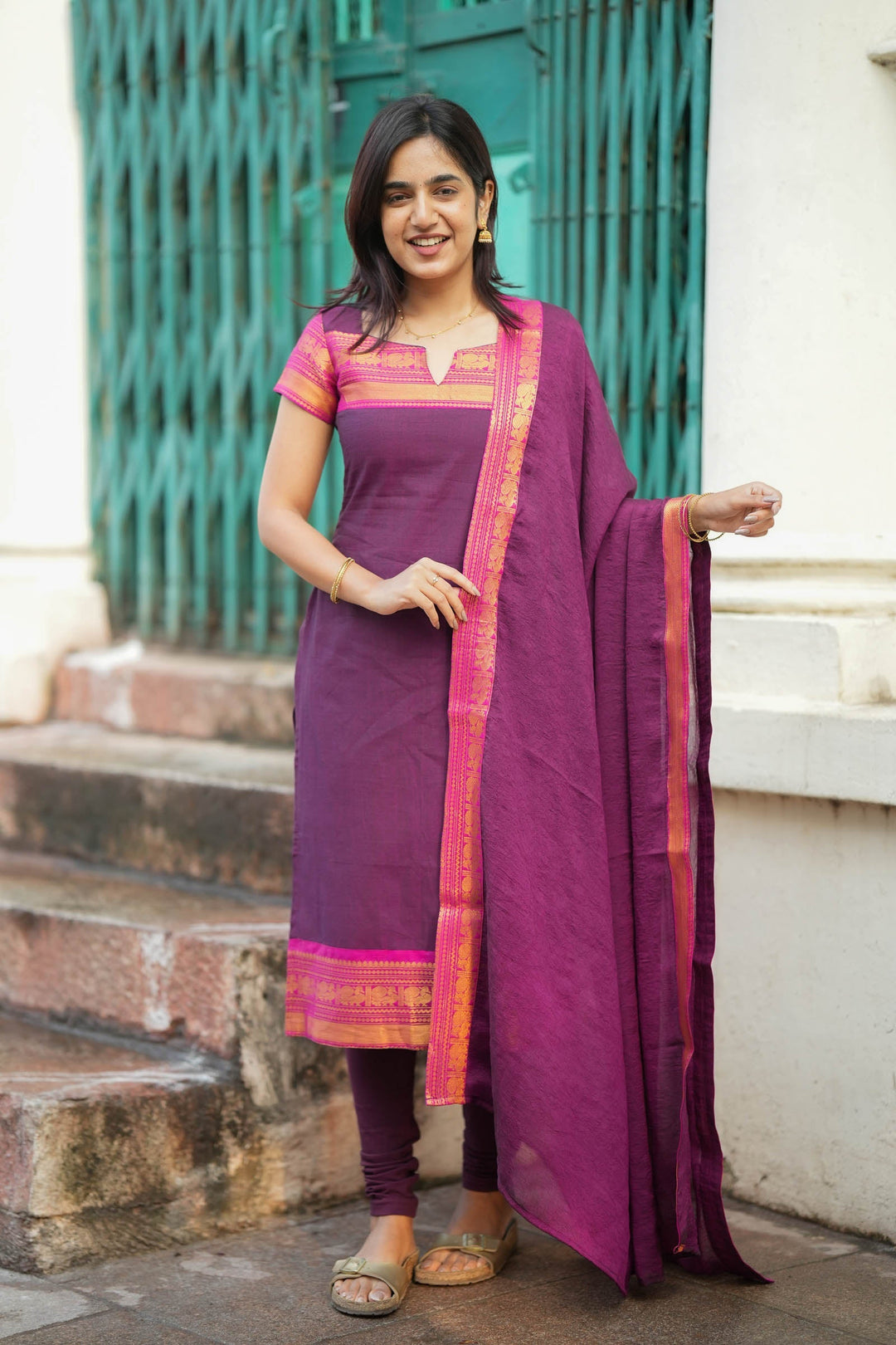Tamizh Violet Kurti Set (Set of 2) | Made to Order | SHOBITAM