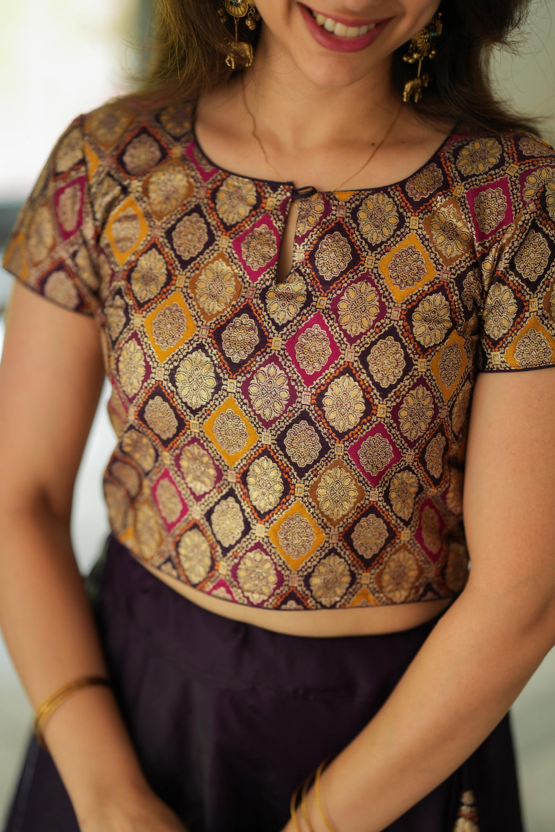 Tashi Purple Croptop Skirt Set | Made To Order
