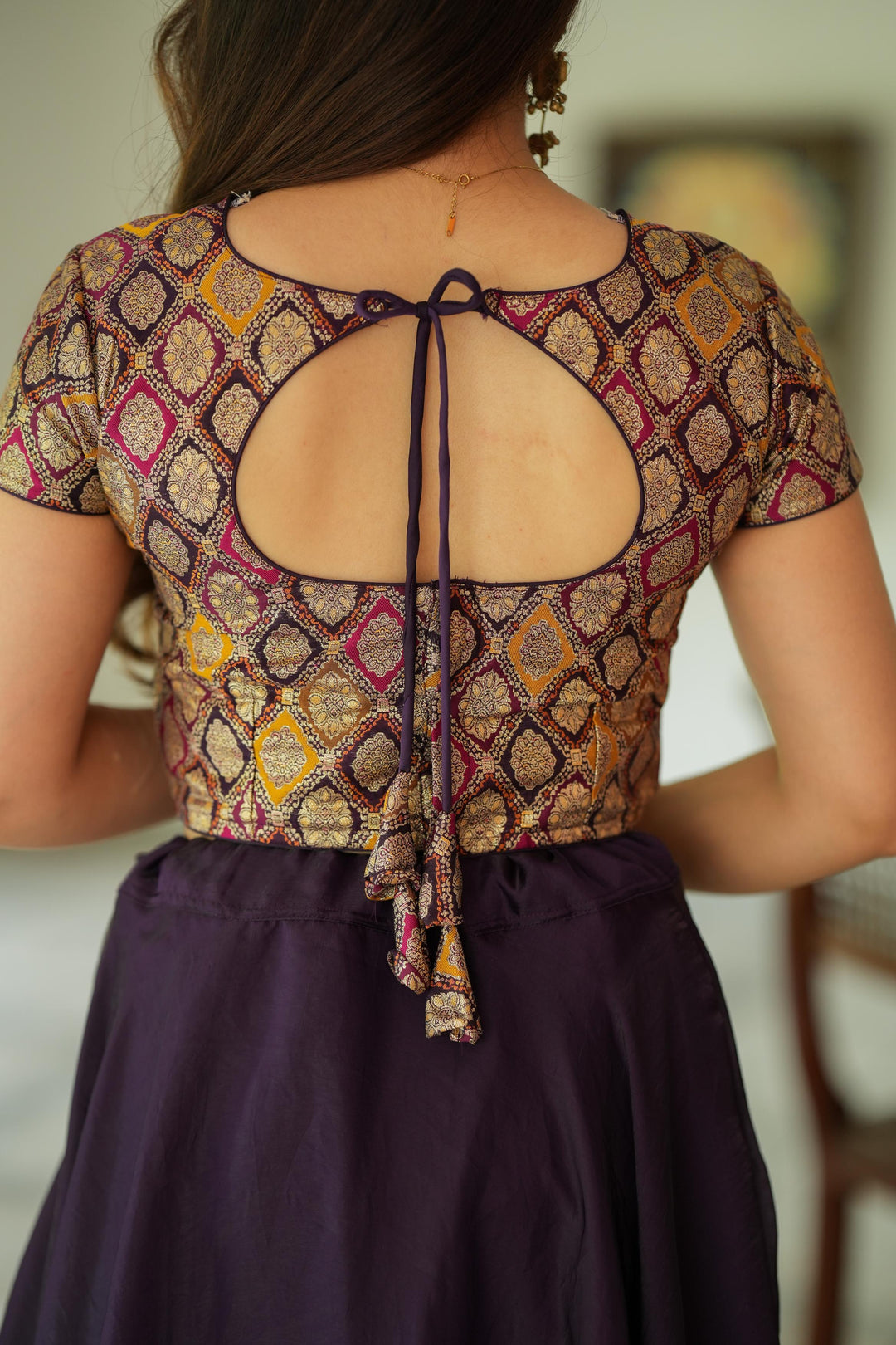 Tashi Purple Croptop Skirt Set | Made To Order