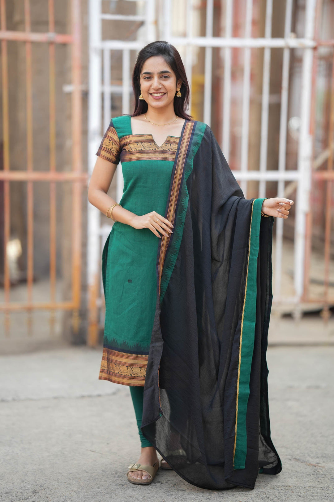 Madhuri Green Kurti Set (Set of 2) | Made to Order | SHOBITAM