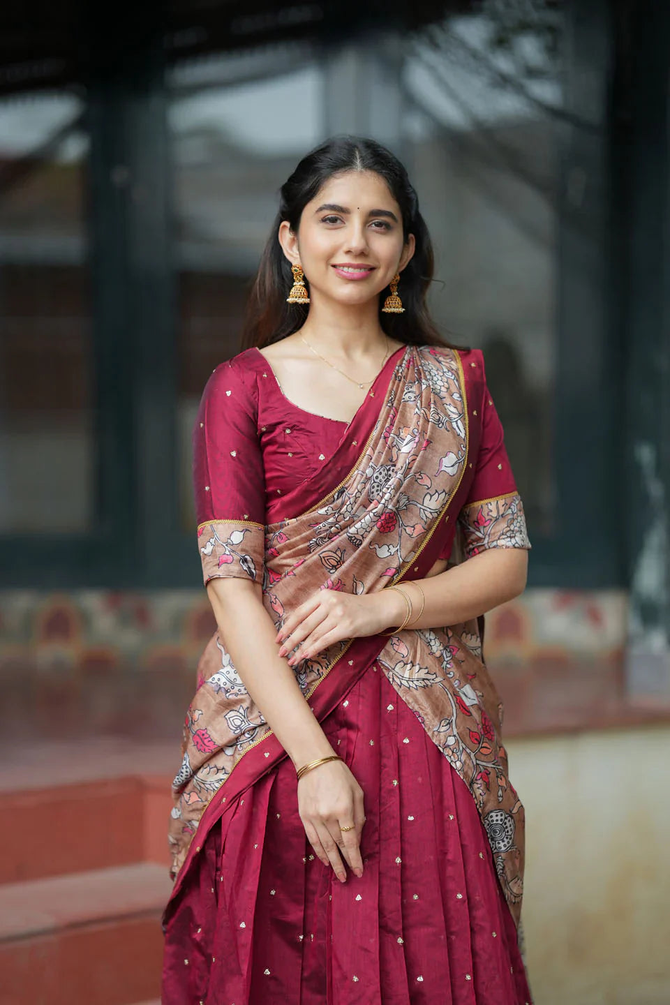 Manaswini Red Lehenga Set with Blouse, Skirt Dhavani | Made To Order
