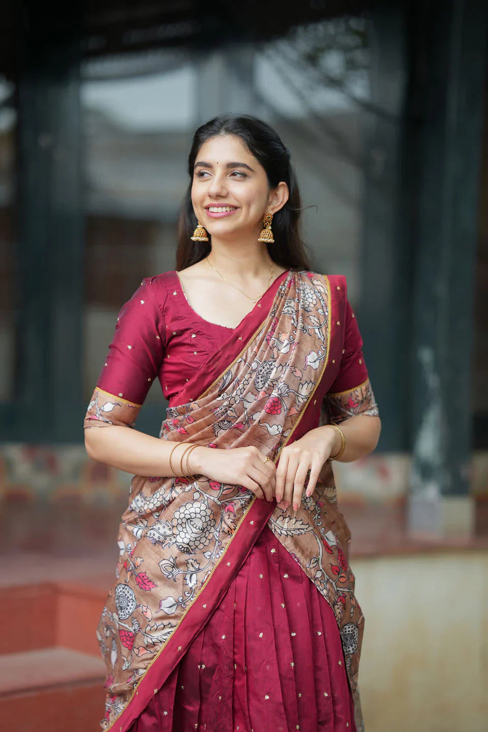Manaswini Red Lehenga Set with Blouse, Skirt Dhavani | Made To Order