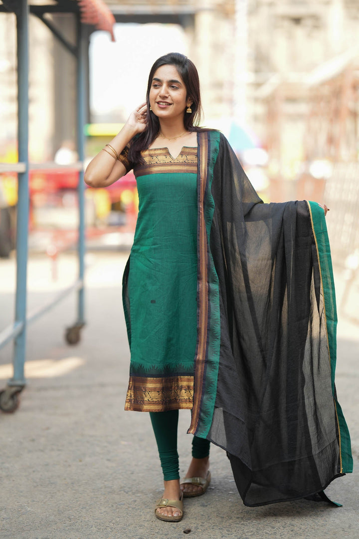 Madhuri Green Kurti Set (Set of 2) | Made to Order | SHOBITAM