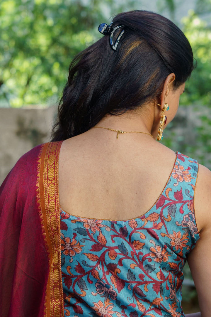 Prathana Teal & Maroon Kurti and dupatta Set | Made To Order