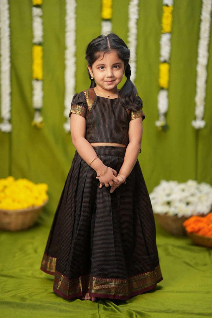 Abiradhi Black Handloom Top & Skirt Mini | Made To Order