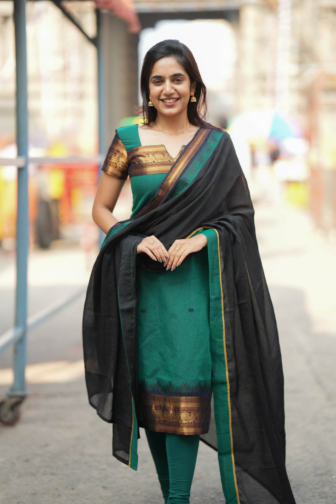 Madhuri Green Kurti Set (Set of 2) | Made to Order | SHOBITAM