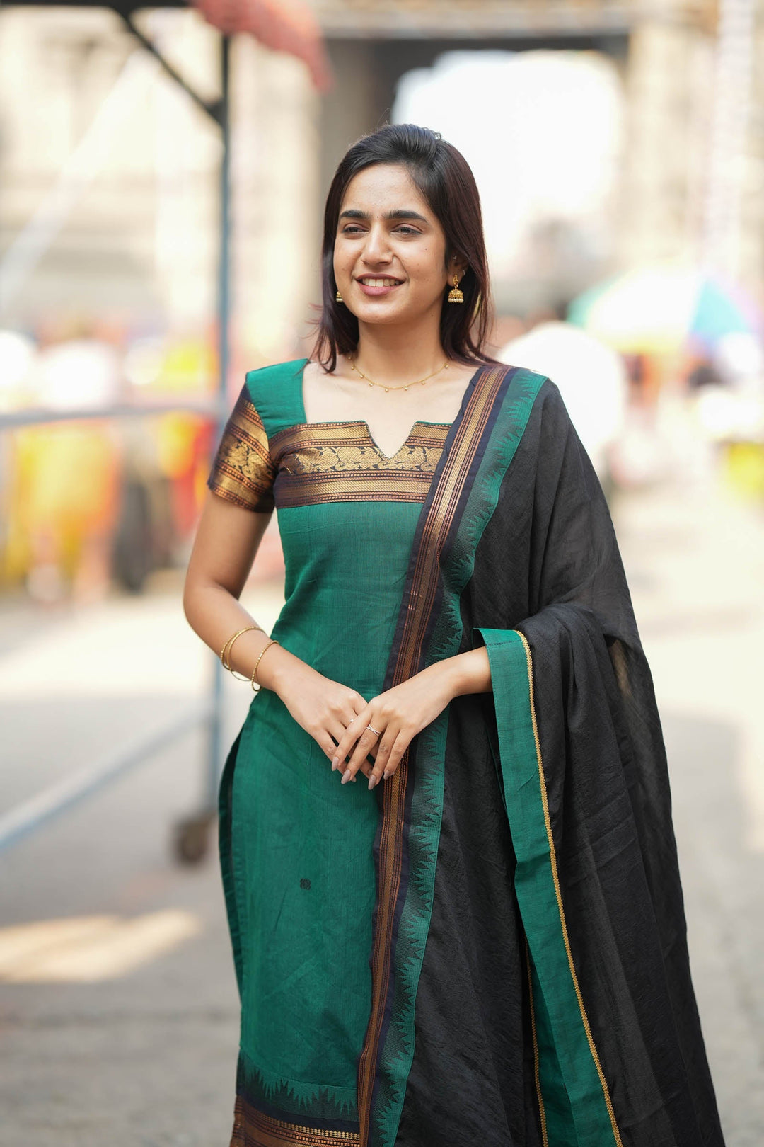 Madhuri Green Kurti Set (Set of 2) | Made to Order | SHOBITAM