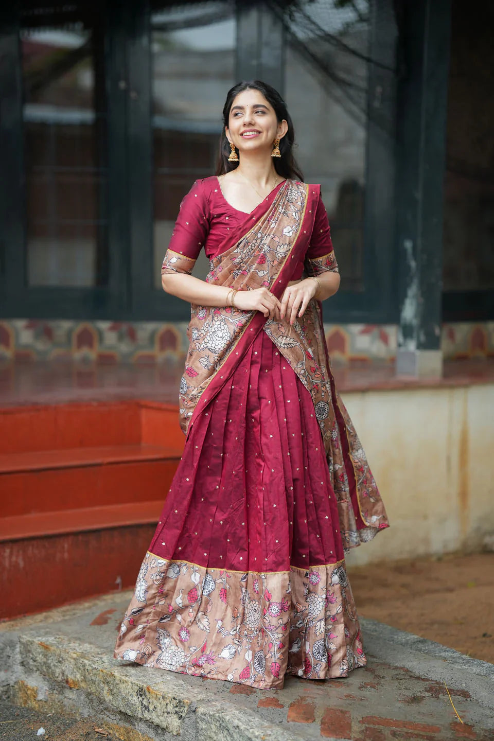 Manaswini Red Lehenga Set with Blouse, Skirt Dhavani | Made To Order