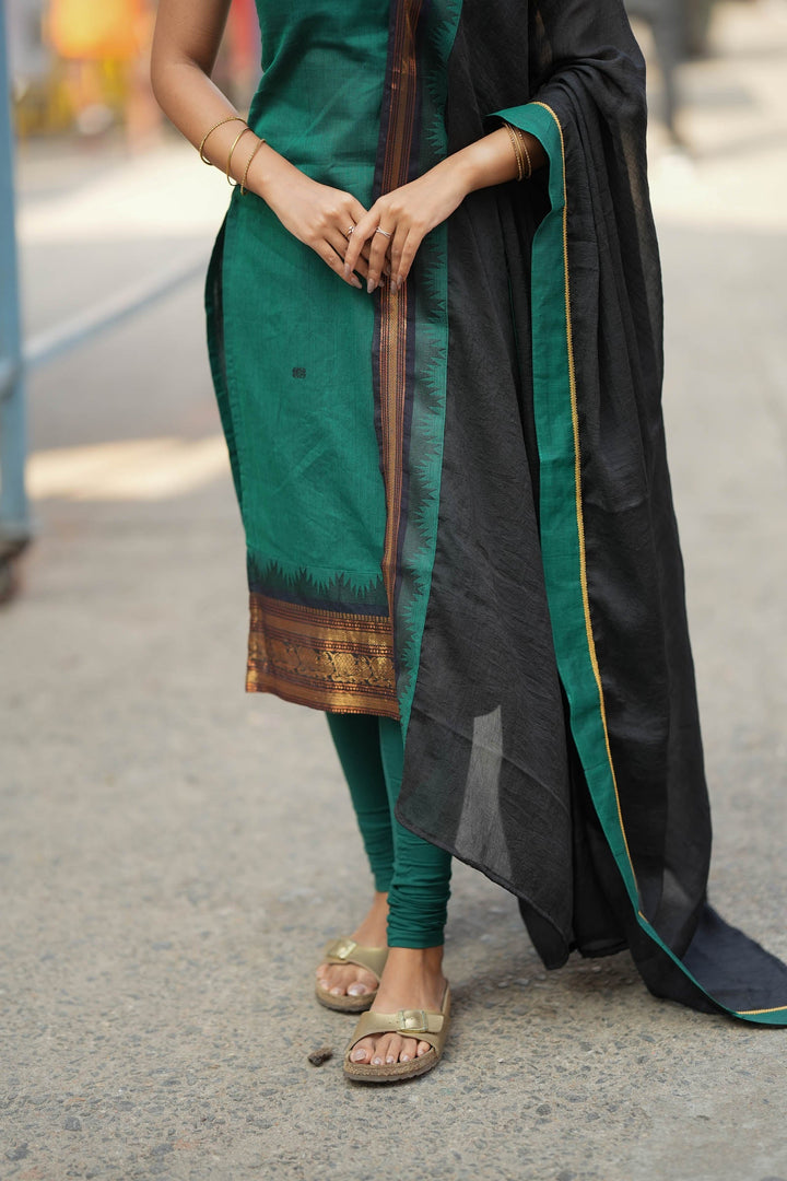 Madhuri Green Kurti Set (Set of 2) | Made to Order | SHOBITAM