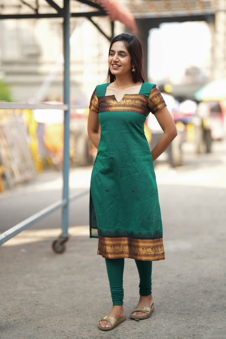 Madhuri Green Kurti Set (Set of 2) | Made to Order | SHOBITAM