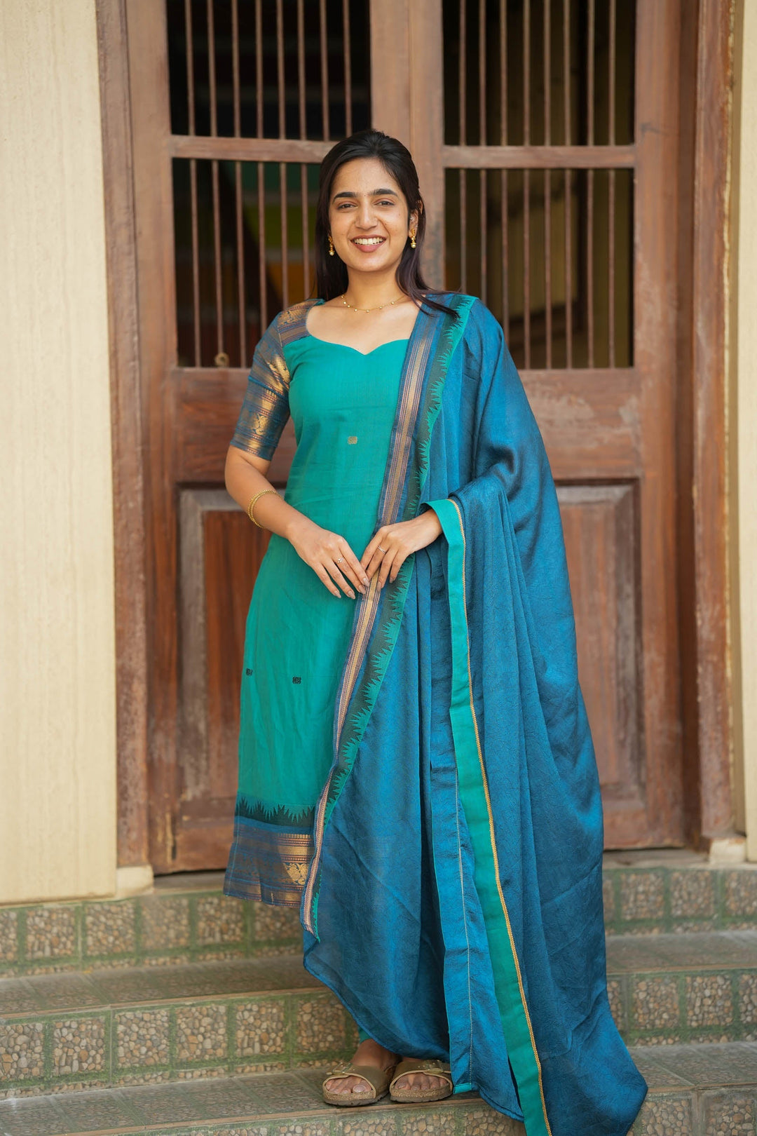 Madhuri Blue Kurti Set (Set of 2) | Made to Order | SHOBITAM