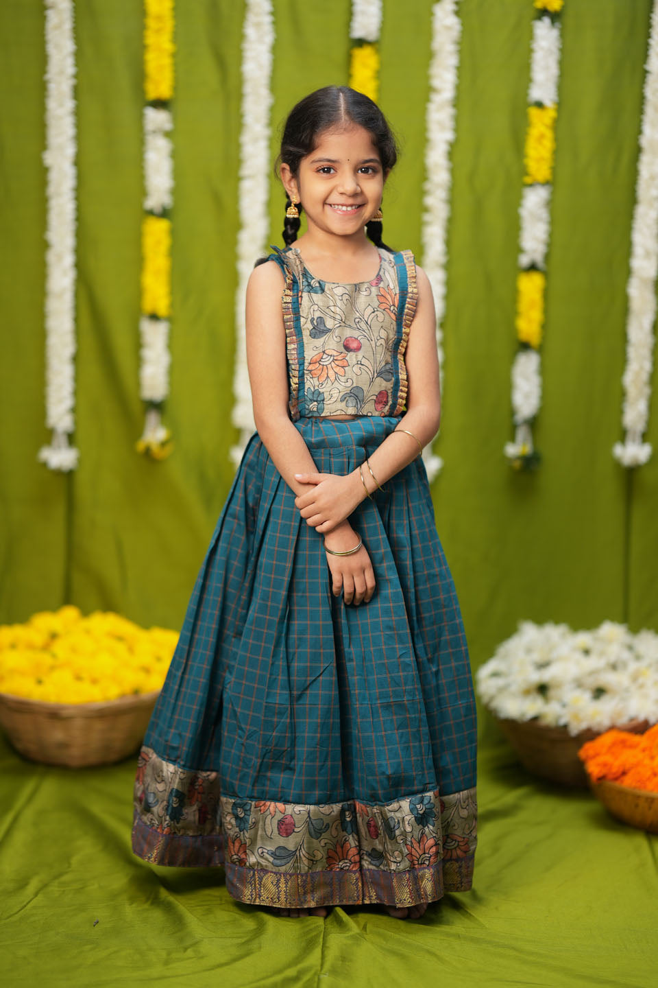 Akshara Teal Blue Lehenga Mini | Made to Order | SHOBITAM