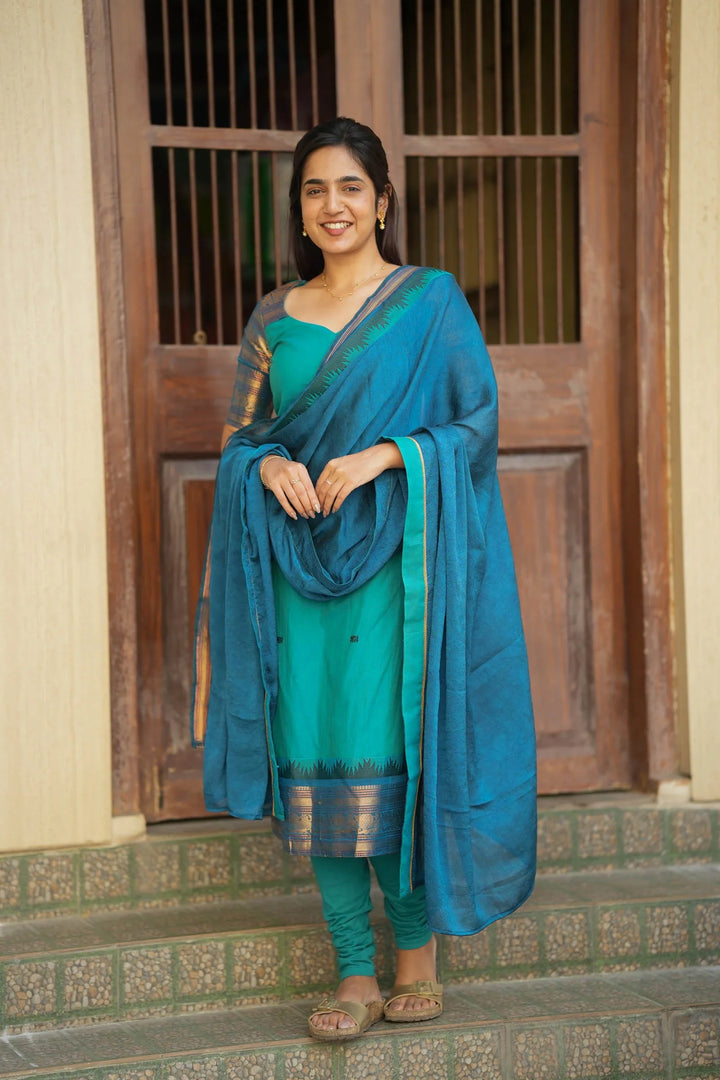 Madhuri Blue Kurti and Dupatta Set (Set of 2) |Made To Order